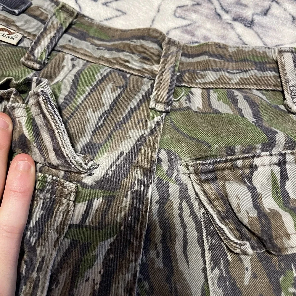 Vintage 90s Duxbak Cargo Pants Realtree Hardwood Green Leaf Made In USA Sz S